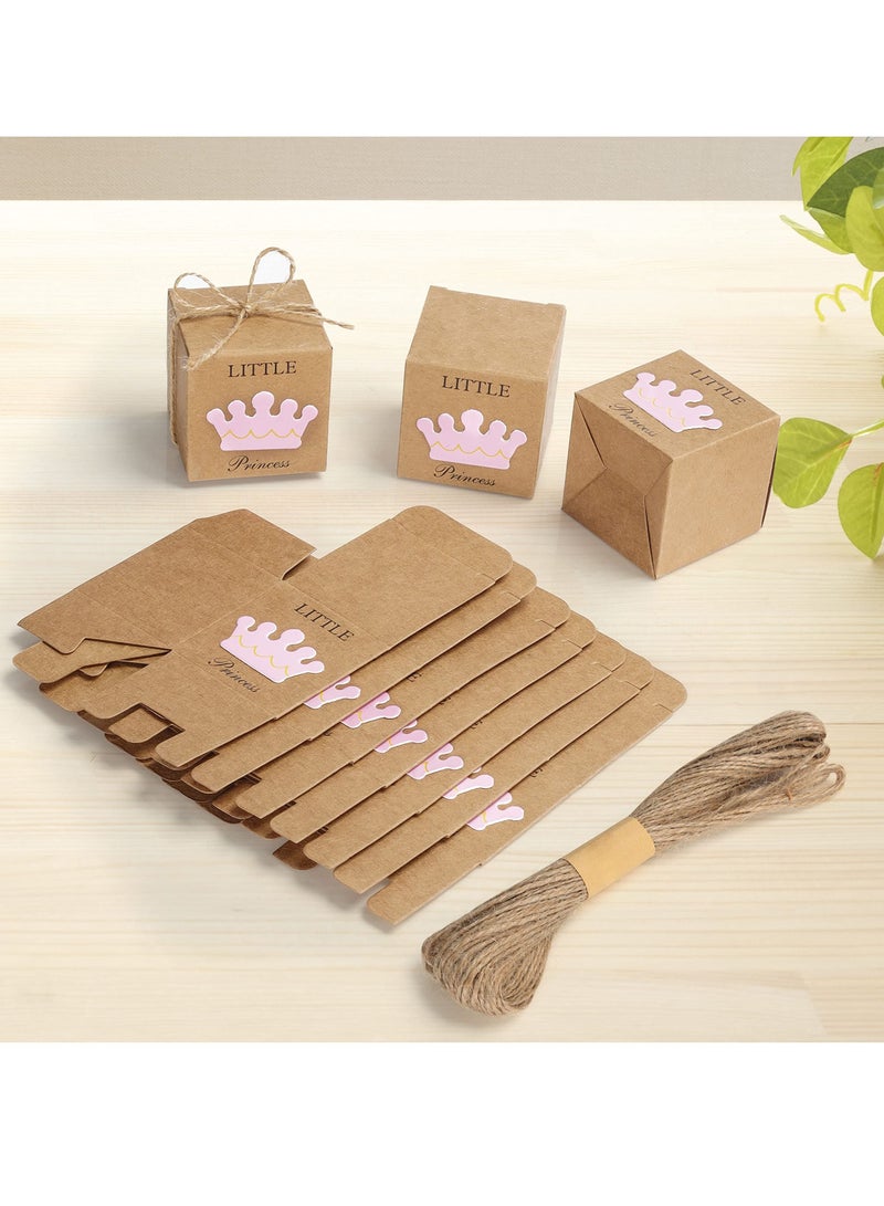 Little Princess Kraft Paper, 50 Pack Baby Shower Favour Boxes for Girls Birthday Party Decoration/Gifting Supplies (5 x 5 x 5 cm)