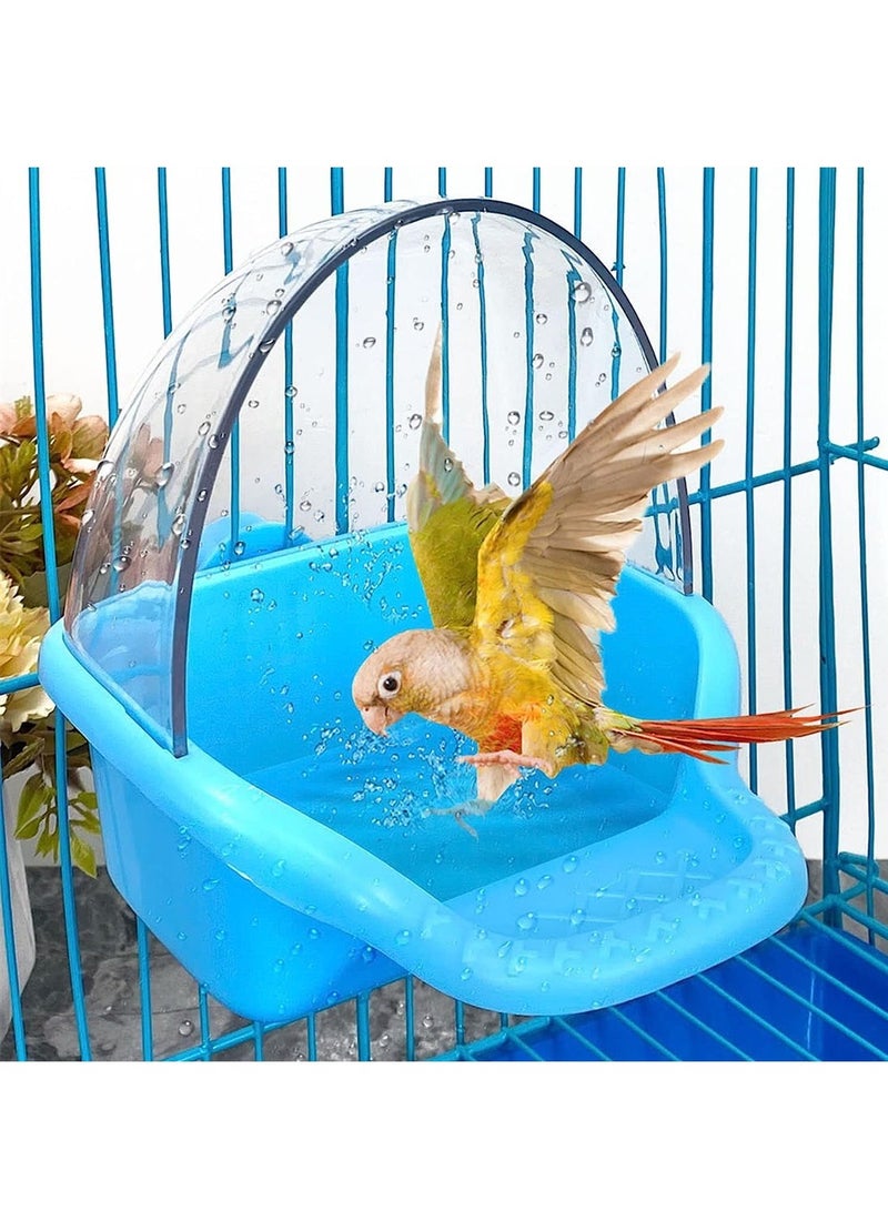 Hanging Bird Bath Box, Large-Capacity Parrot Feeder, Bird Bath for Cage, Birdbath Toy, Water Shower Food Feeder Holder Tray Bird Bath Cage Accessory for Small Birds Parrots Cockatiel Budgies