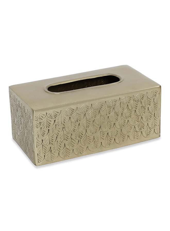 Deco Tissue Box Cover, Gold - 25x10 cm