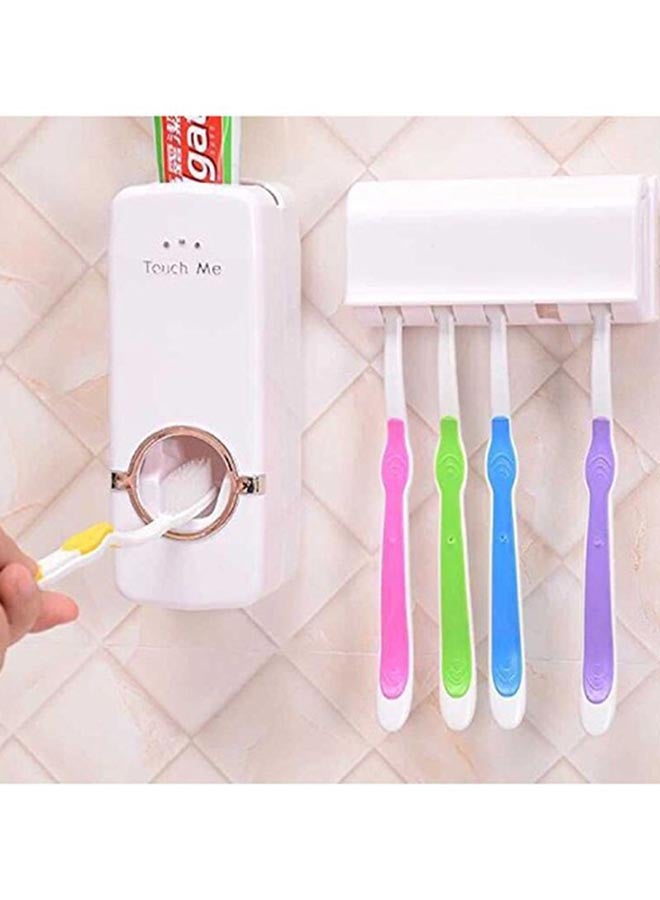 Automatic Toothpaste Dispenser And Toothbrush Holder White