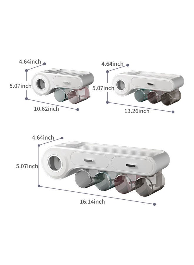 Toothbrush Storage Rack with Cups Automatic Toothpaste Dispenser Squeezer White 27 x 13.5 x 14cm