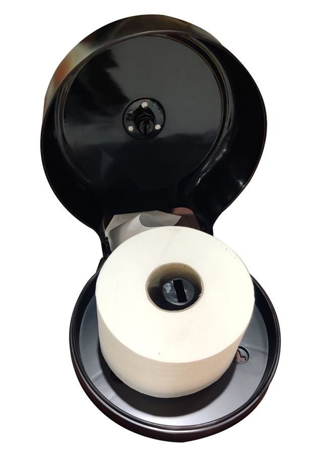 Mini Jumbo Toilet Roll Dispenser with Safety Key Locking System-Black