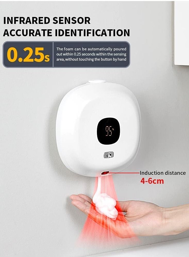 Automatic Soap Dispenser Wall Mounted Foaming Soap Dispenser with Clock Temp and Humidity Dispenser for Bathroom