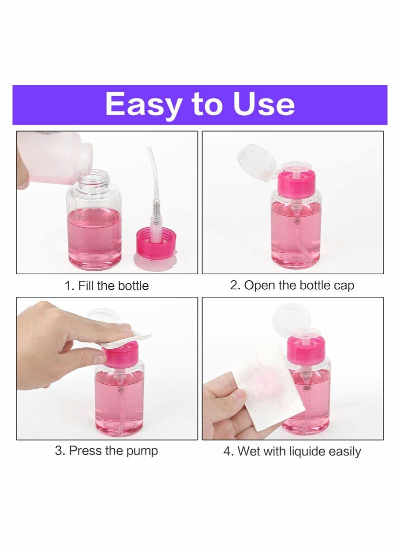 6 Pack Nail Polish Remover Pump Dispenser 180ml Push Down Cleanser Bottle Travel Liquid Container for & Makeup Art Tool Set