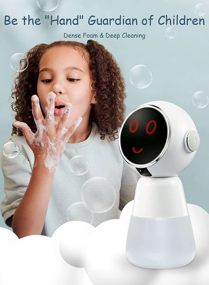 Automatic Foaming Soap Dispenser, Cute Automatic Soap Dispenser Touchless Automatic Soap Dispenser Touchless for Kids Electric Foam Soap Dispenser with 3 Levels Adjustable Volume 320ml White