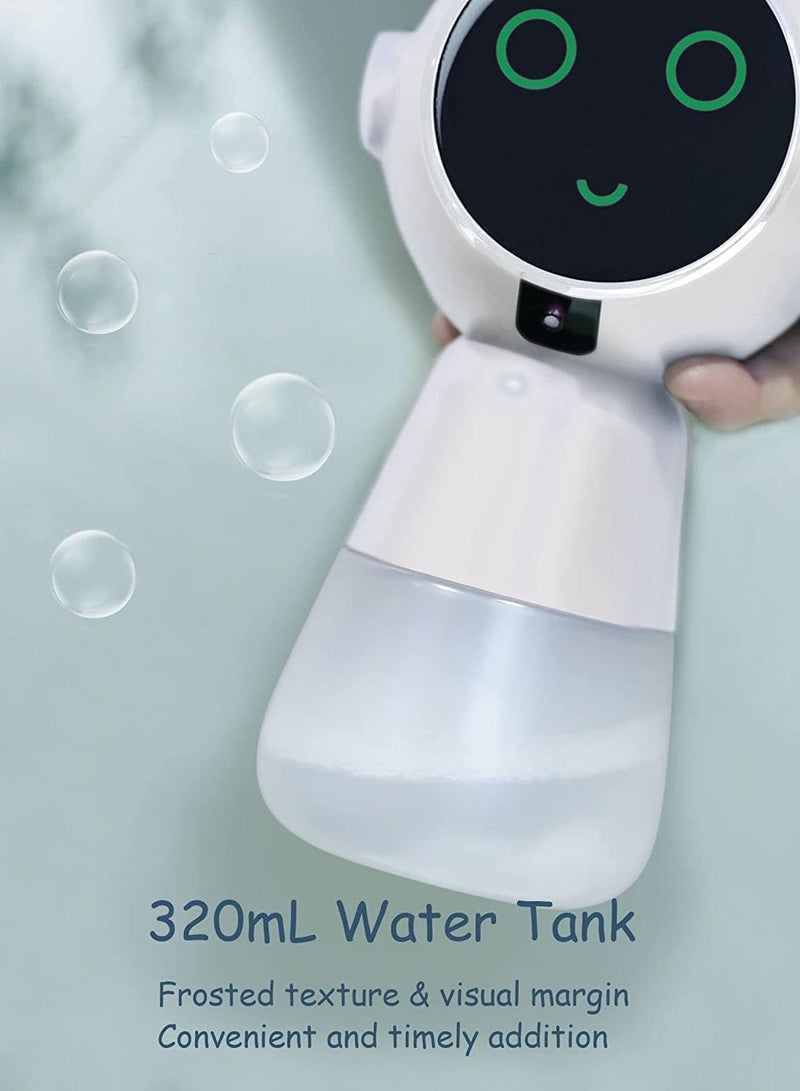 Automatic Foaming Soap Dispenser, Cute Automatic Soap Dispenser Touchless Automatic Soap Dispenser Touchless for Kids Electric Foam Soap Dispenser with 3 Levels Adjustable Volume 320ml White