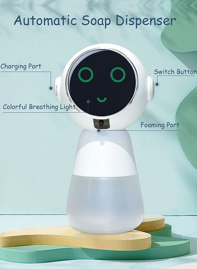 Automatic Foaming Soap Dispenser Cute Automatic Soap Dispenser Touchless Automatic Soap Dispenser Touchless for Kids Electric Foam Soap Dispenser with 3 Levels Adjustable Volume 320ml White