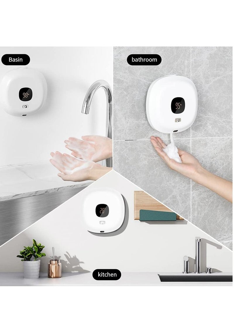 Automatic Soap Dispenser Wall Mounted Foaming Soap Dispenser with Clock Temp and Humidity Dispenser for Bathroom