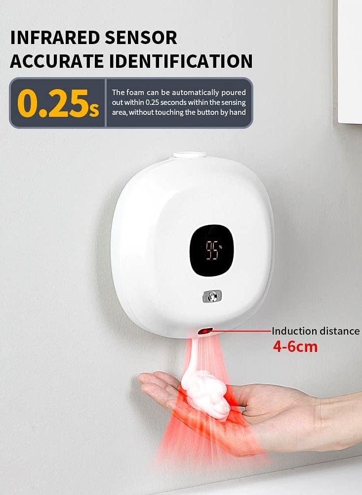 Automatic Soap Dispenser Wall Mounted Foaming Soap Dispenser with Clock Temp and Humidity Dispenser for Bathroom