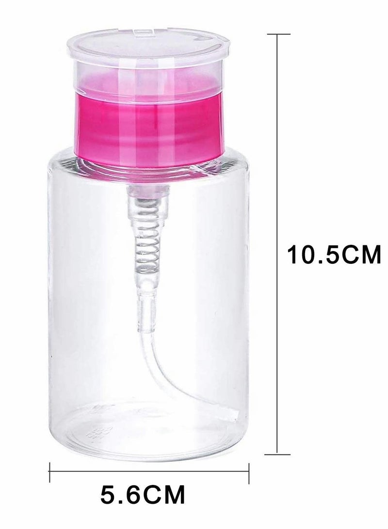 6 Pack Nail Polish Remover Pump Dispenser 180ml Push Down Cleanser Bottle Travel Liquid Container for & Makeup Art Tool Set