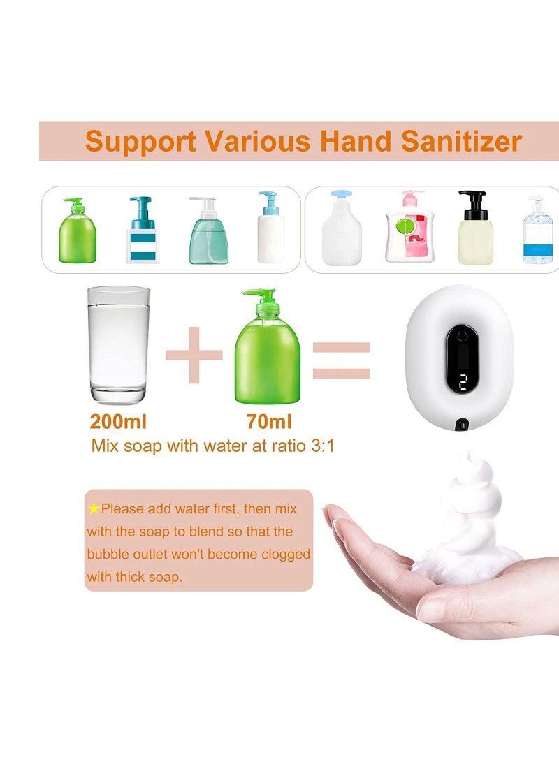 Automatic Foaming Soap Dispenser Wall-Mounted Rechargeable Touchless Sensor Soap Dispenser 2 Levels of Adjustable Foam Amount for Kitchen Bathroom Hotel 280ml 9.5oz White