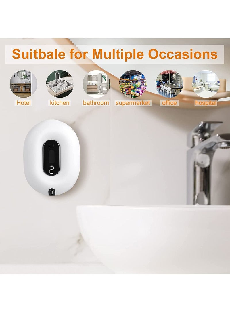 Automatic Foaming Soap Dispenser Wall-Mounted Rechargeable Touchless Sensor Soap Dispenser 2 Levels of Adjustable Foam Amount for Kitchen Bathroom Hotel 280ml 9.5oz White