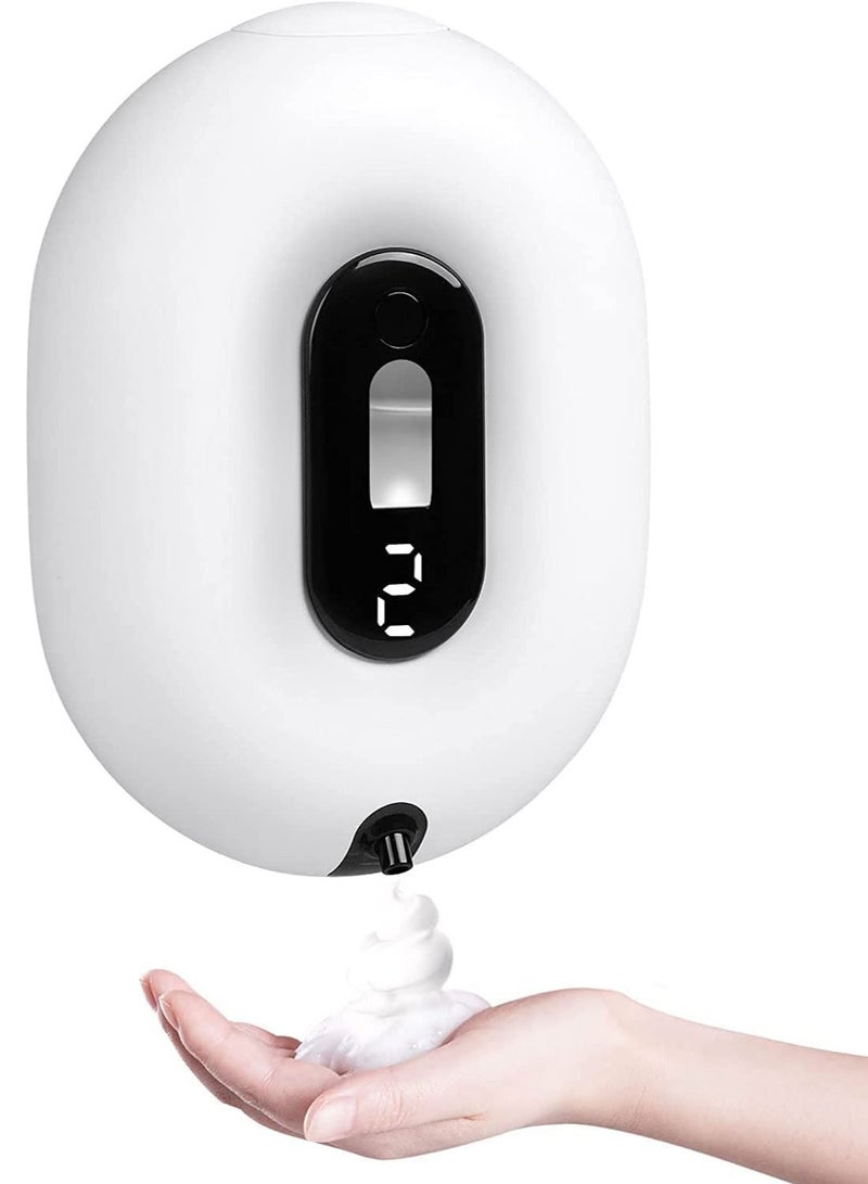 Automatic Foaming Soap Dispenser Wall-Mounted Rechargeable Touchless Sensor Soap Dispenser 2 Levels of Adjustable Foam Amount for Kitchen Bathroom Hotel 280ml 9.5oz White