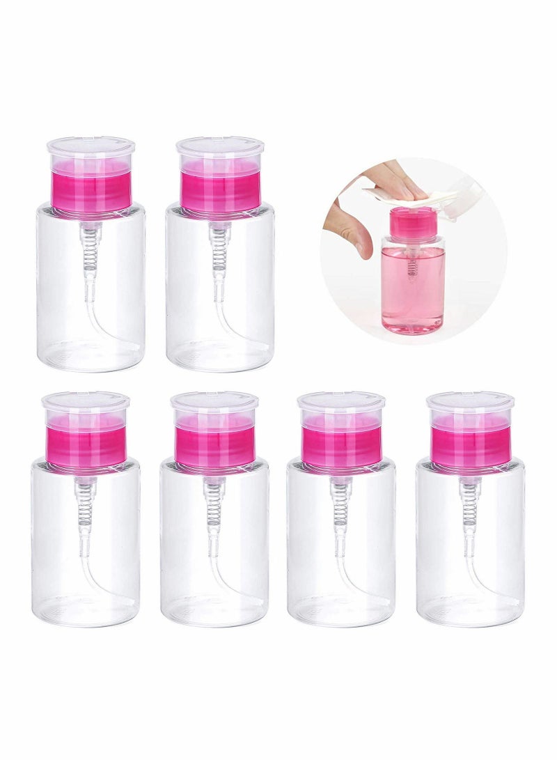 6 Pack Nail Polish Remover Pump Dispenser 180ml Push Down Cleanser Bottle Travel Liquid Container for & Makeup Art Tool Set