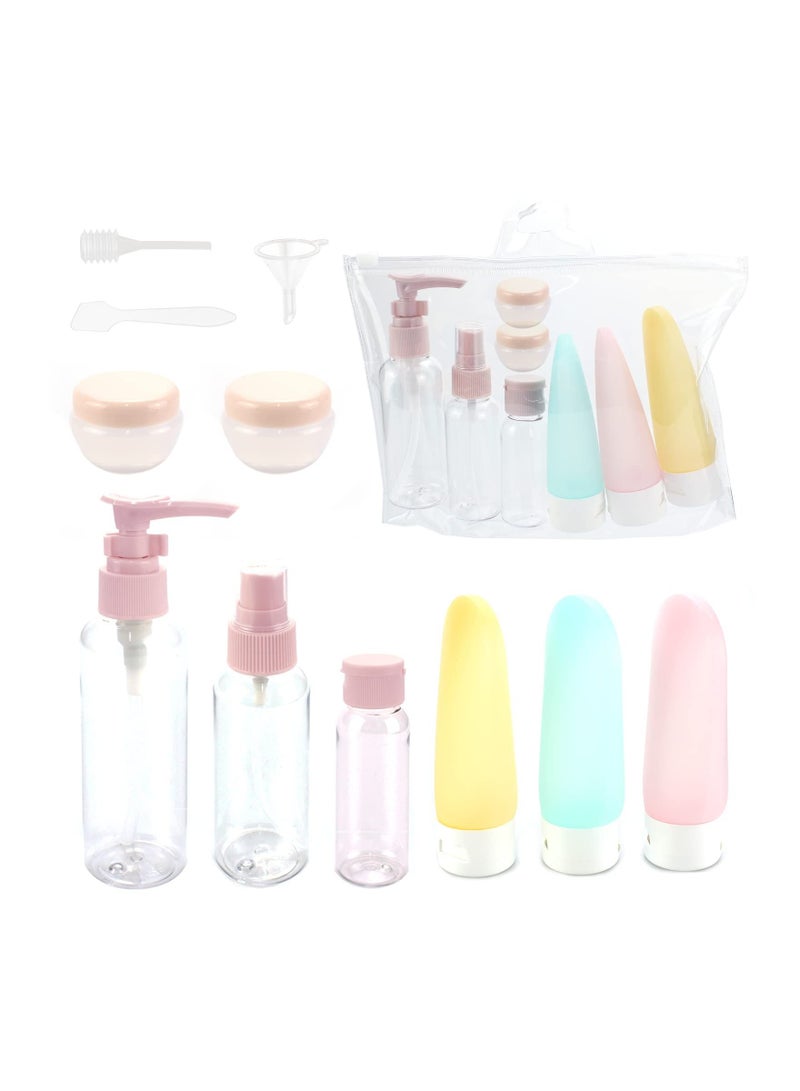 Travel Bottles for Toiletries 11 PCS, Plastic Size Refillable Containers Liquid Shampoo, Lotion, Cream, Dispenser Accessories Kit, Leak Proof