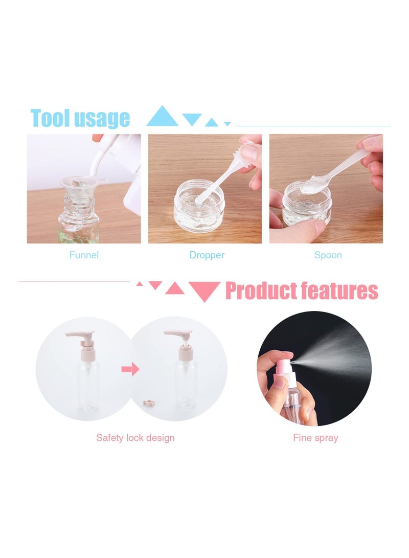 Travel Bottles for Toiletries 11 PCS, Plastic Size Refillable Containers Liquid Shampoo, Lotion, Cream, Dispenser Accessories Kit, Leak Proof