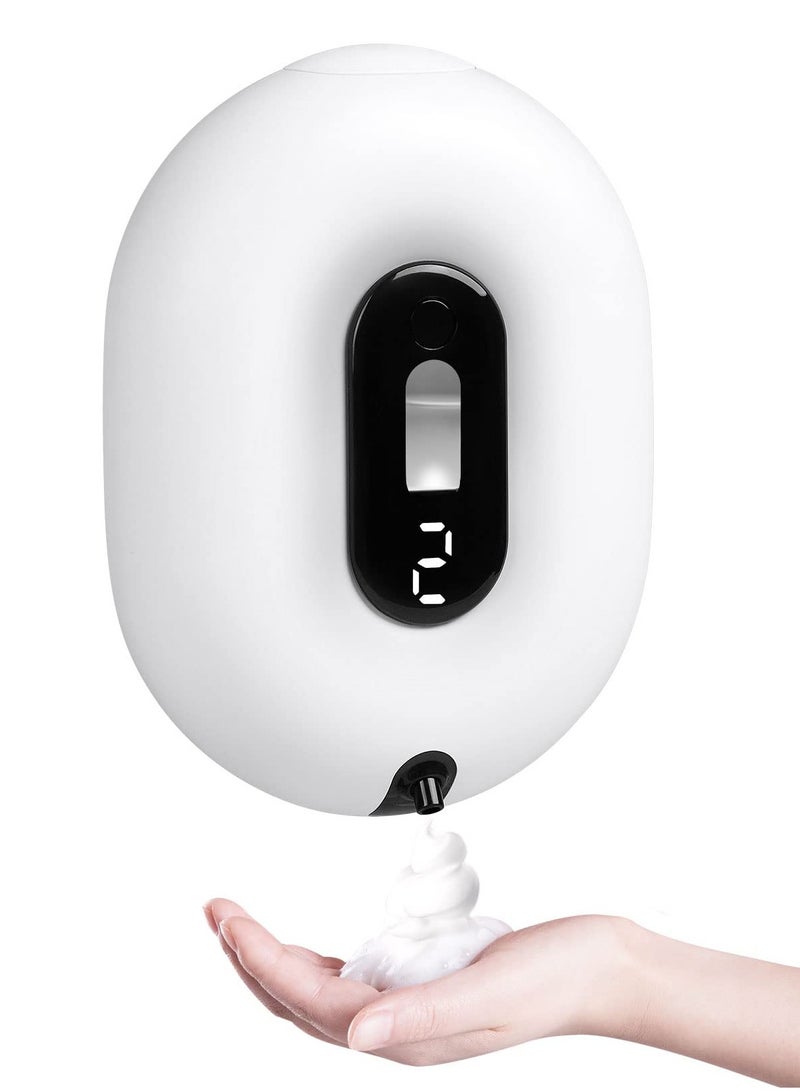 Automatic Soap Foam Dispenser Wall-Mounted - Touchless Sensor Soap Foam Dispenser, 2 Levels of Adjustable Foam Amount, for Kitchen Bathroom Hotel 280ml/9.5oz (White)