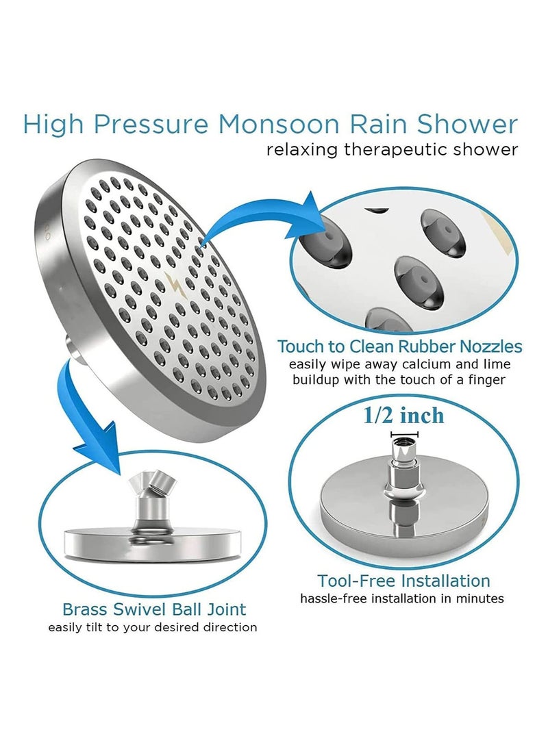 Shower Head, High Pressure Rain, Luxury Modern Chrome Look, Easy Tool Free Installation, The Perfect Adjustable Replacement For Your Bathroom Heads, Unstimulate Experience