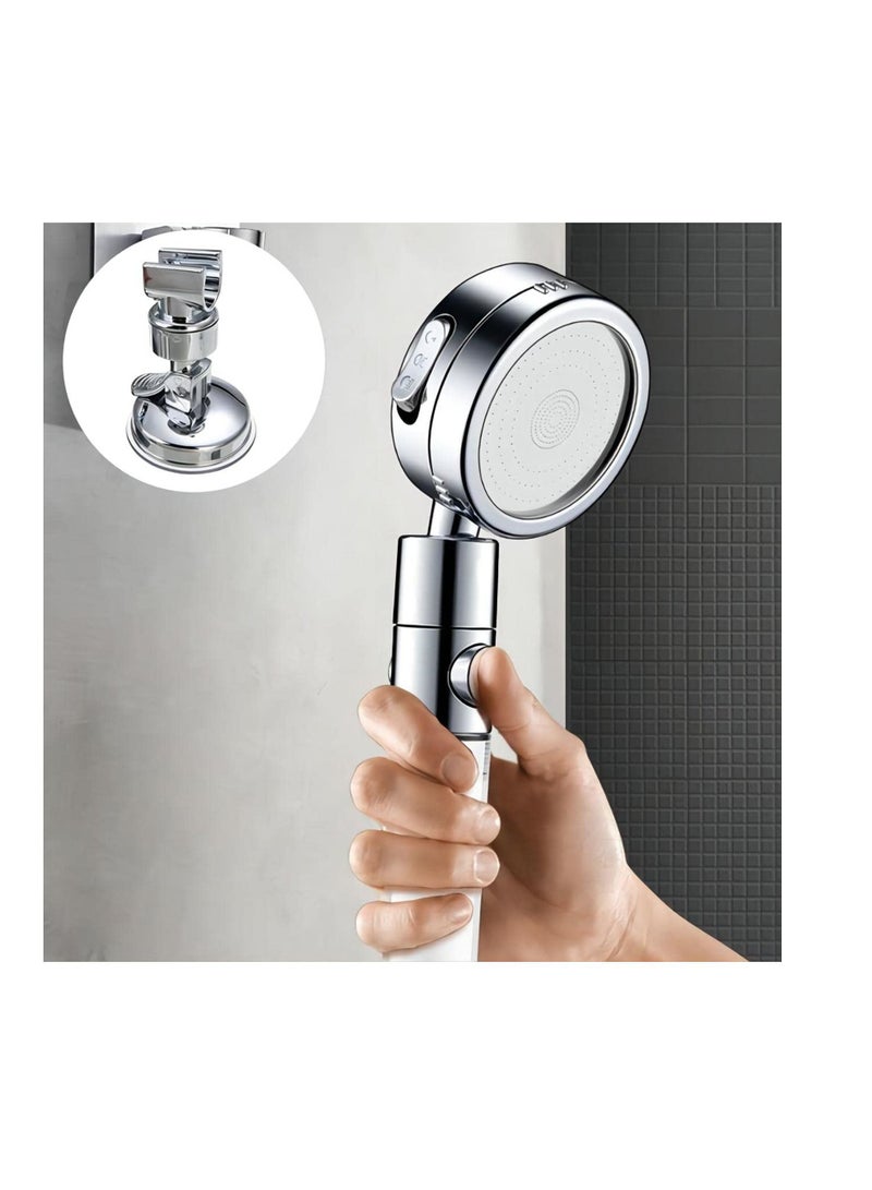 Shower Head Holder, Bathroom Suction Cup Handheld Showerhead Bracket, Adjustable Height Removable Wand Holder Wall Mounted Bracket Silver 2pcs