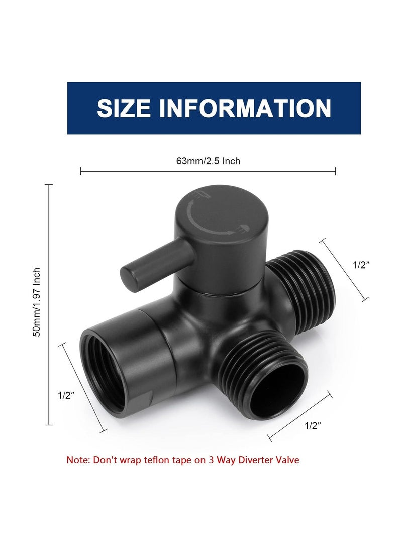 Shower Arm Diverter Valve 3 Way Solid Brass Universal G1/2