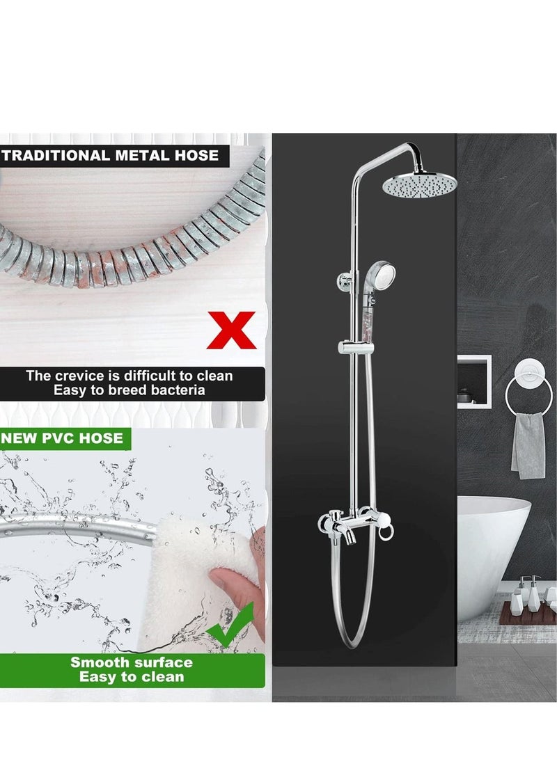 Chrome Shower Hose Replacement, Universal G1 2 PVC for Anti Kink, Explosion, and Leakproof Bath Taps, 1.5m
