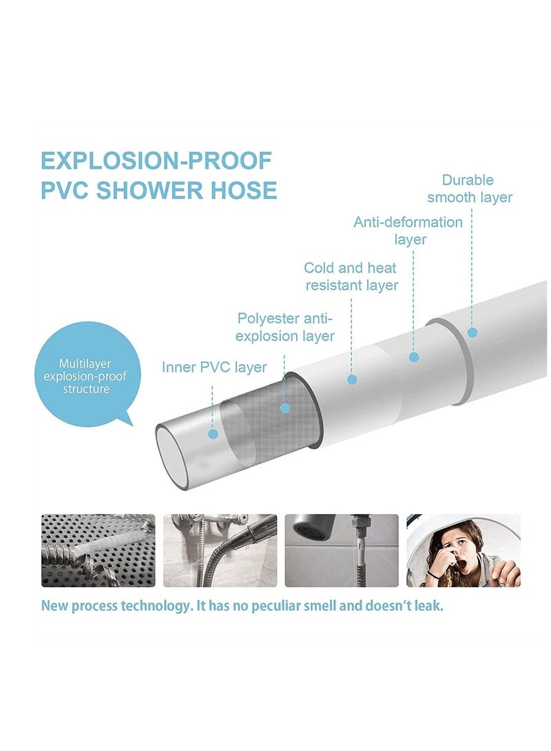 Chrome Shower Hose Replacement, Universal G1 2 PVC for Anti Kink, Explosion, and Leakproof Bath Taps, 1.5m