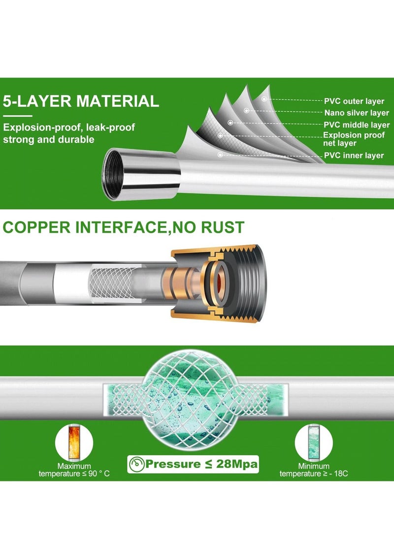 Chrome Shower Hose Replacement, Universal G1 2 PVC for Anti Kink, Explosion, and Leakproof Bath Taps, 1.5m