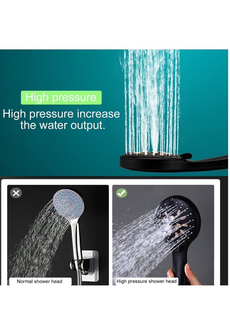 Handheld Shower Head Set Stainless Steel Bath Showerheads, Heads High Pressure With 6 Function Setting Multi functions Holder 9.8Inch Sprinkler