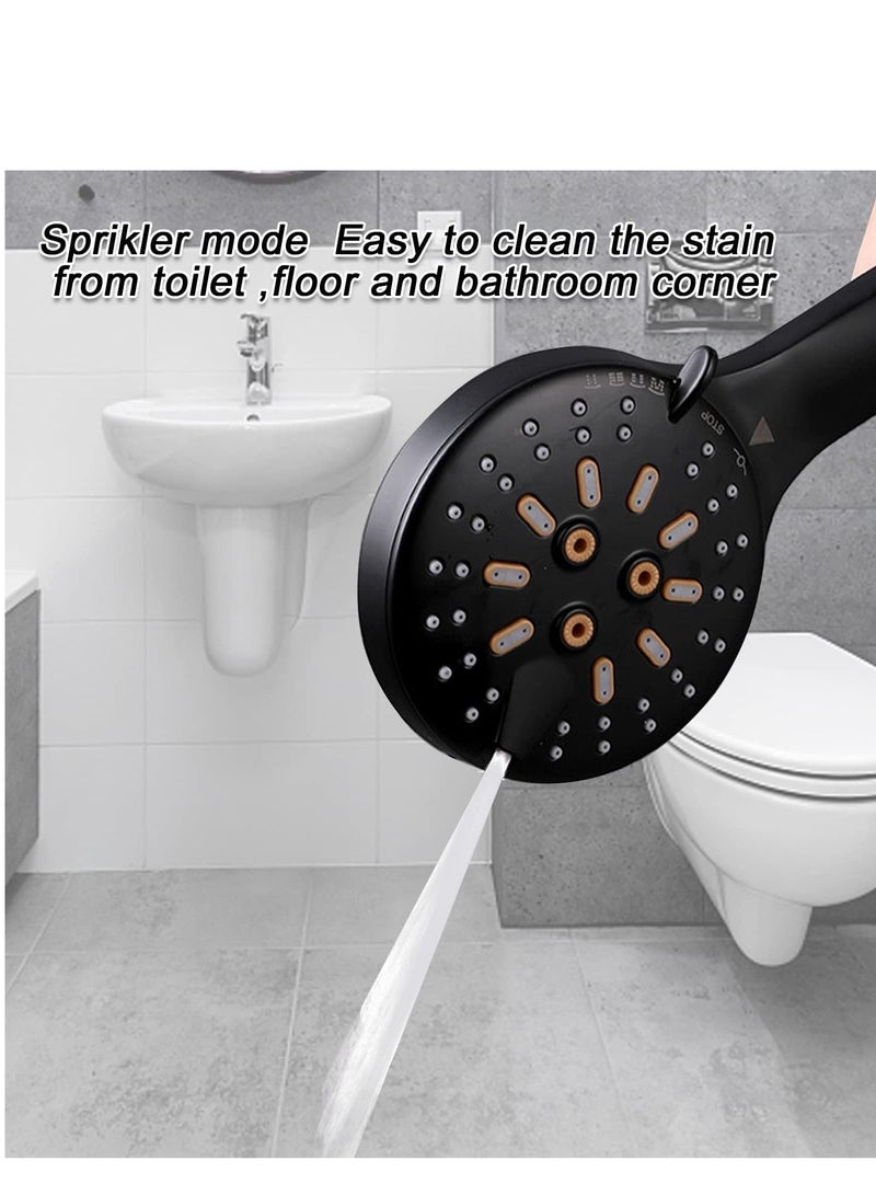Handheld Shower Head Set Stainless Steel Bath Showerheads, Heads High Pressure With 6 Function Setting Multi functions Holder 9.8Inch Sprinkler