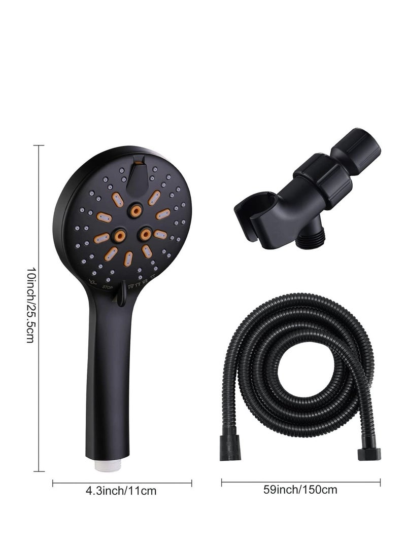 Handheld Shower Head Set Stainless Steel Bath Showerheads, Heads High Pressure With 6 Function Setting Multi functions Holder 9.8Inch Sprinkler