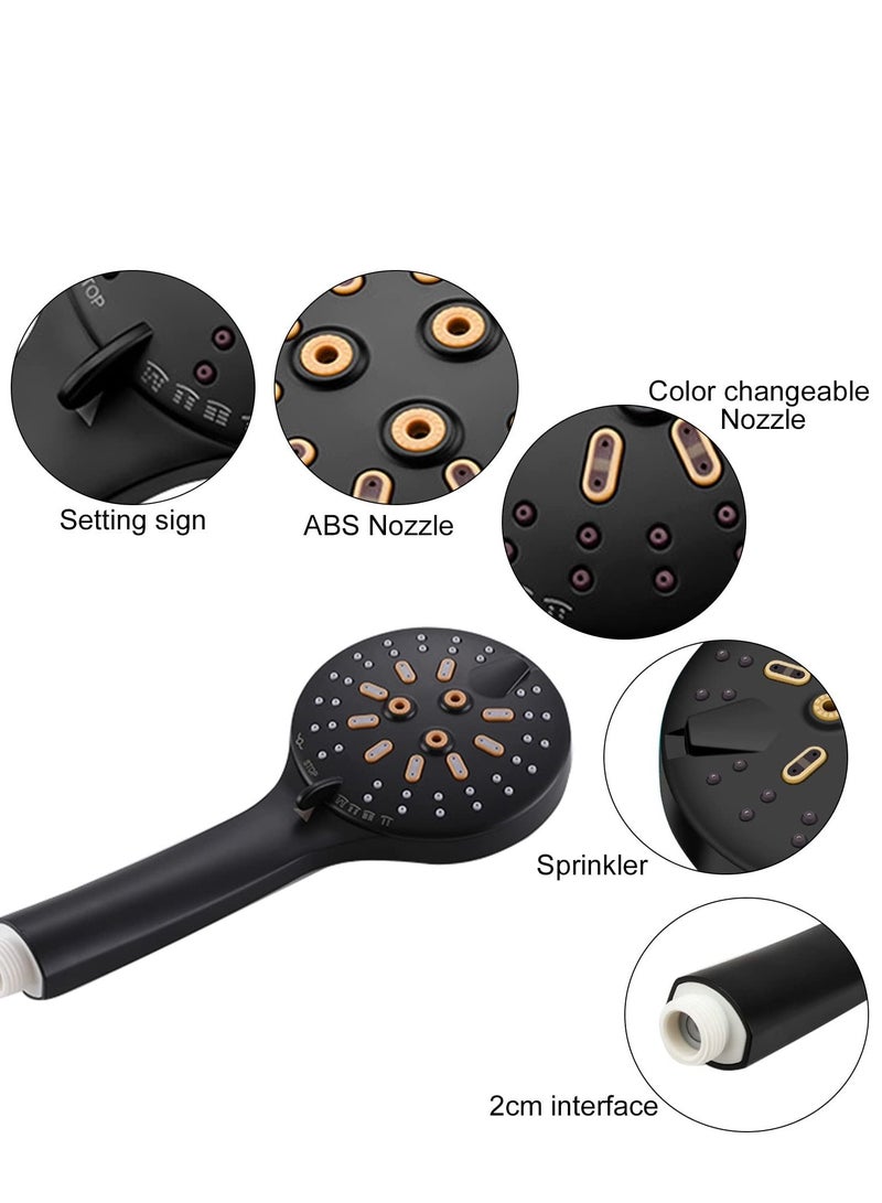 Handheld Shower Head Set Stainless Steel Bath Showerheads, Heads High Pressure With 6 Function Setting Multi functions Holder 9.8Inch Sprinkler
