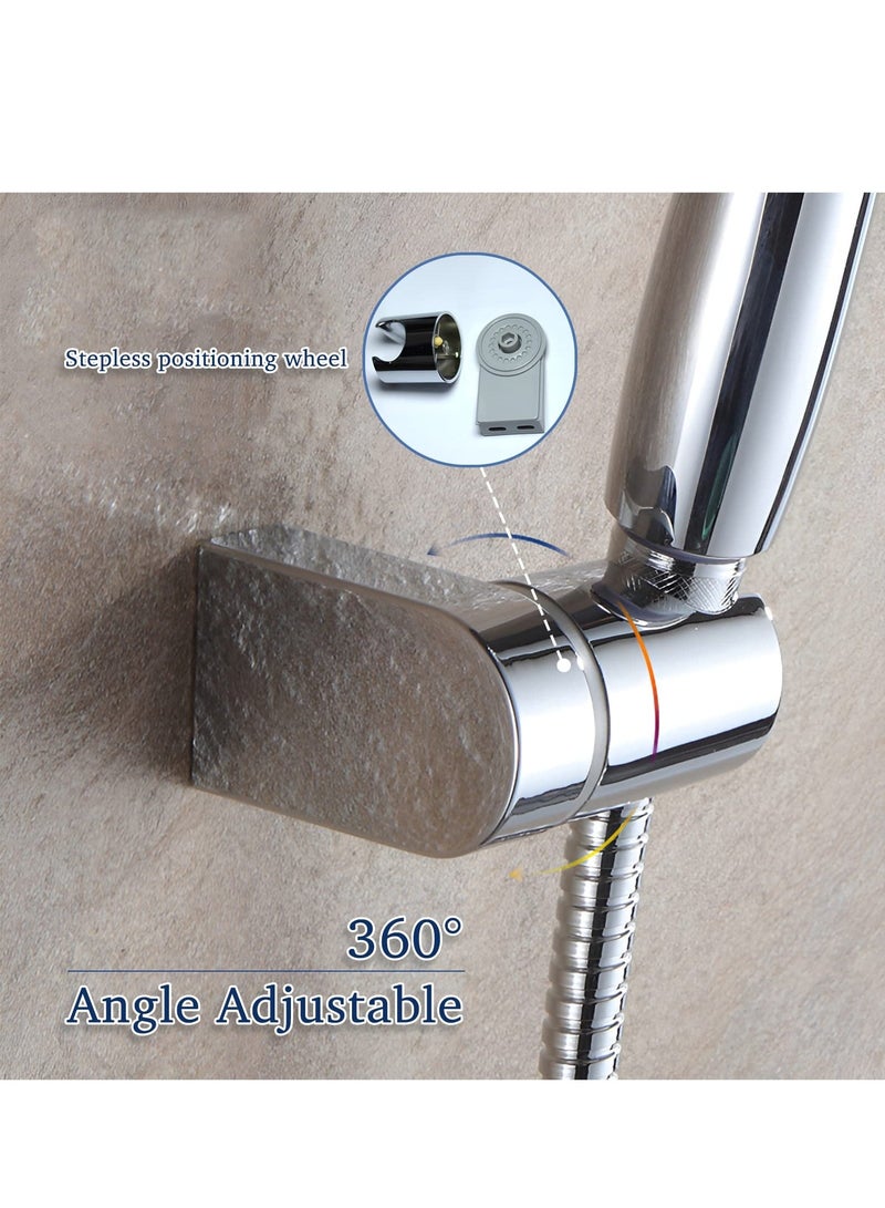 SYOSI Shower Head Holder Bracket, Universal 360° Angle Adjustable Holder, Hower Wall Mount for Bathroom, Fixed Hand Held Hose