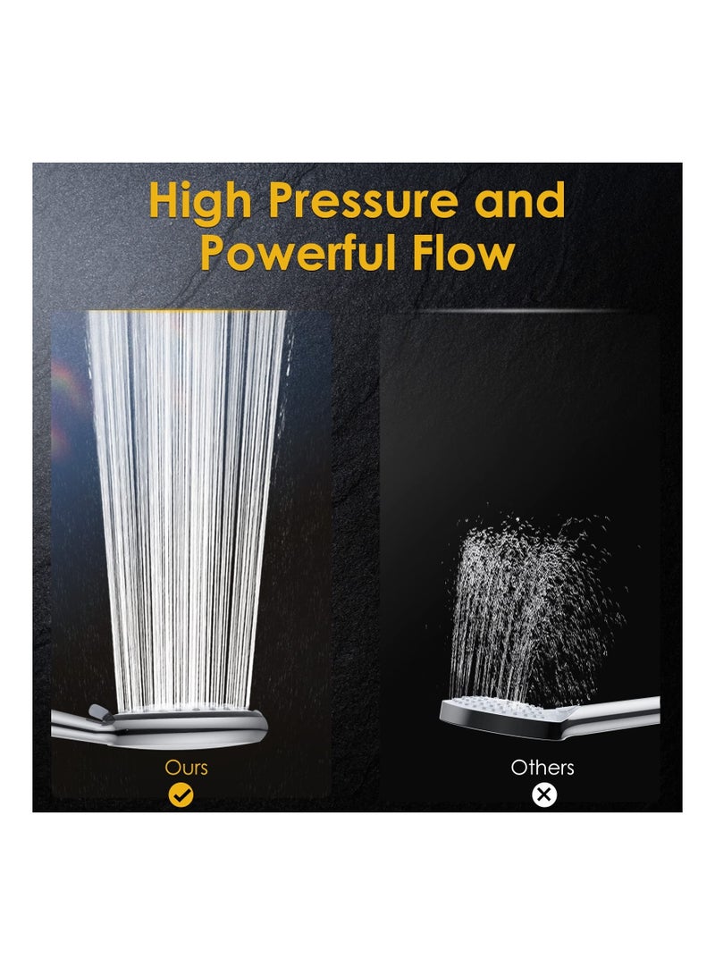 SYOSI, 6-Mode High Pressure Shower Heads and Built-in Power Wash Sprayer, Adjustable Bracket Extra Stainless Steel Hose