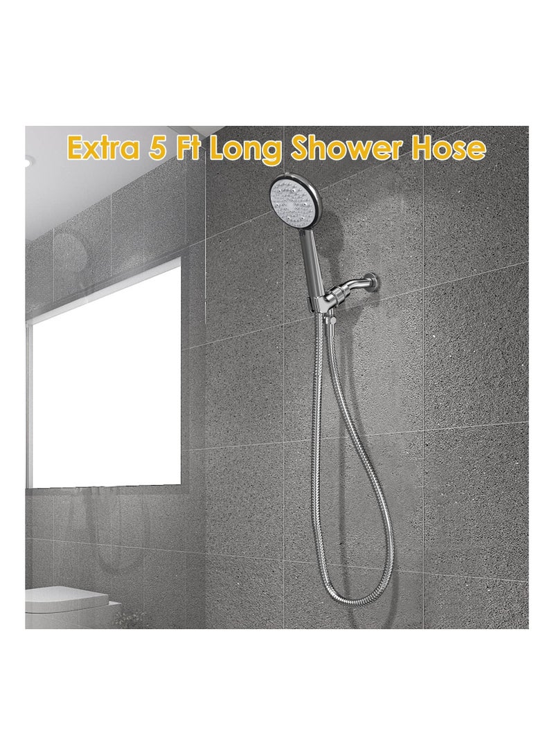 SYOSI, 6-Mode High Pressure Shower Heads and Built-in Power Wash Sprayer, Adjustable Bracket Extra Stainless Steel Hose