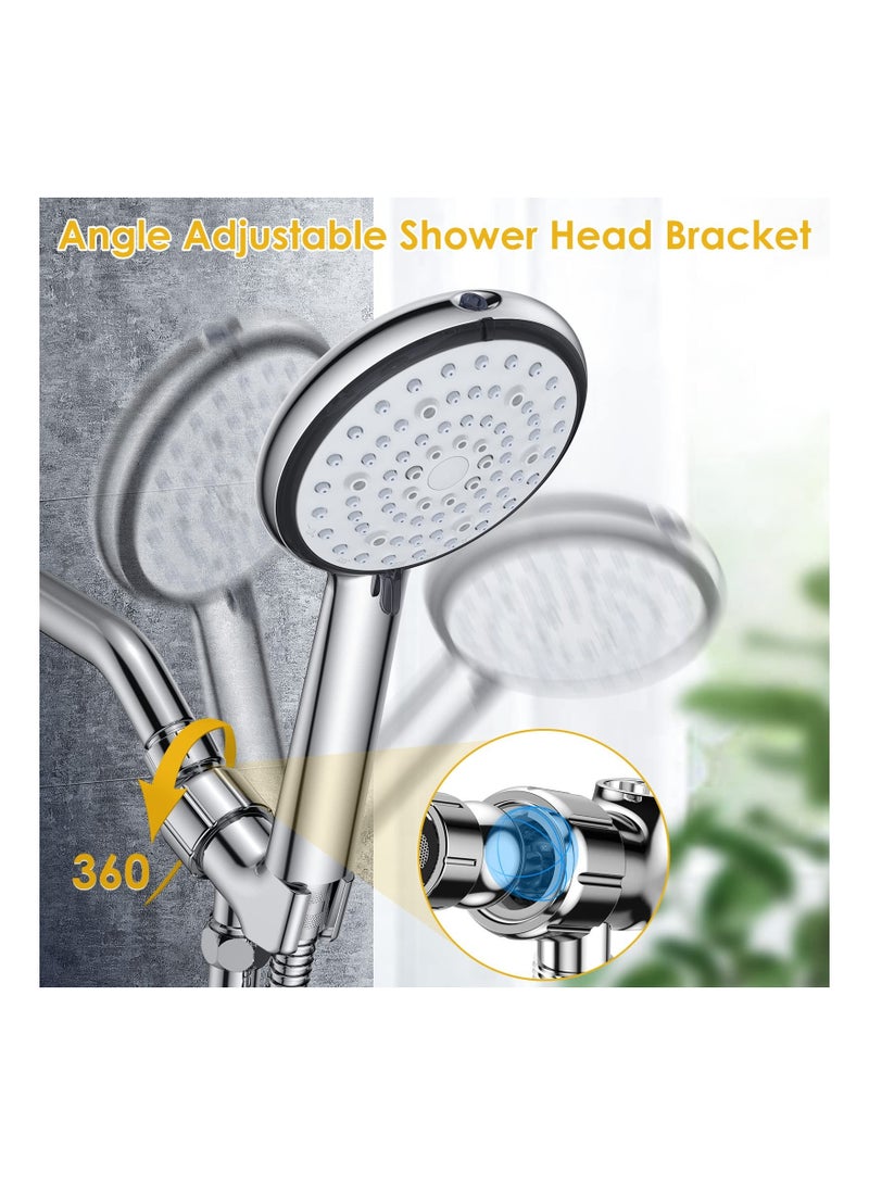 SYOSI, 6-Mode High Pressure Shower Heads and Built-in Power Wash Sprayer, Adjustable Bracket Extra Stainless Steel Hose
