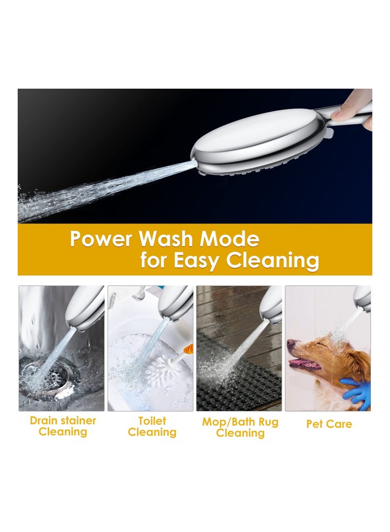 SYOSI, 6-Mode High Pressure Shower Heads and Built-in Power Wash Sprayer, Adjustable Bracket Extra Stainless Steel Hose