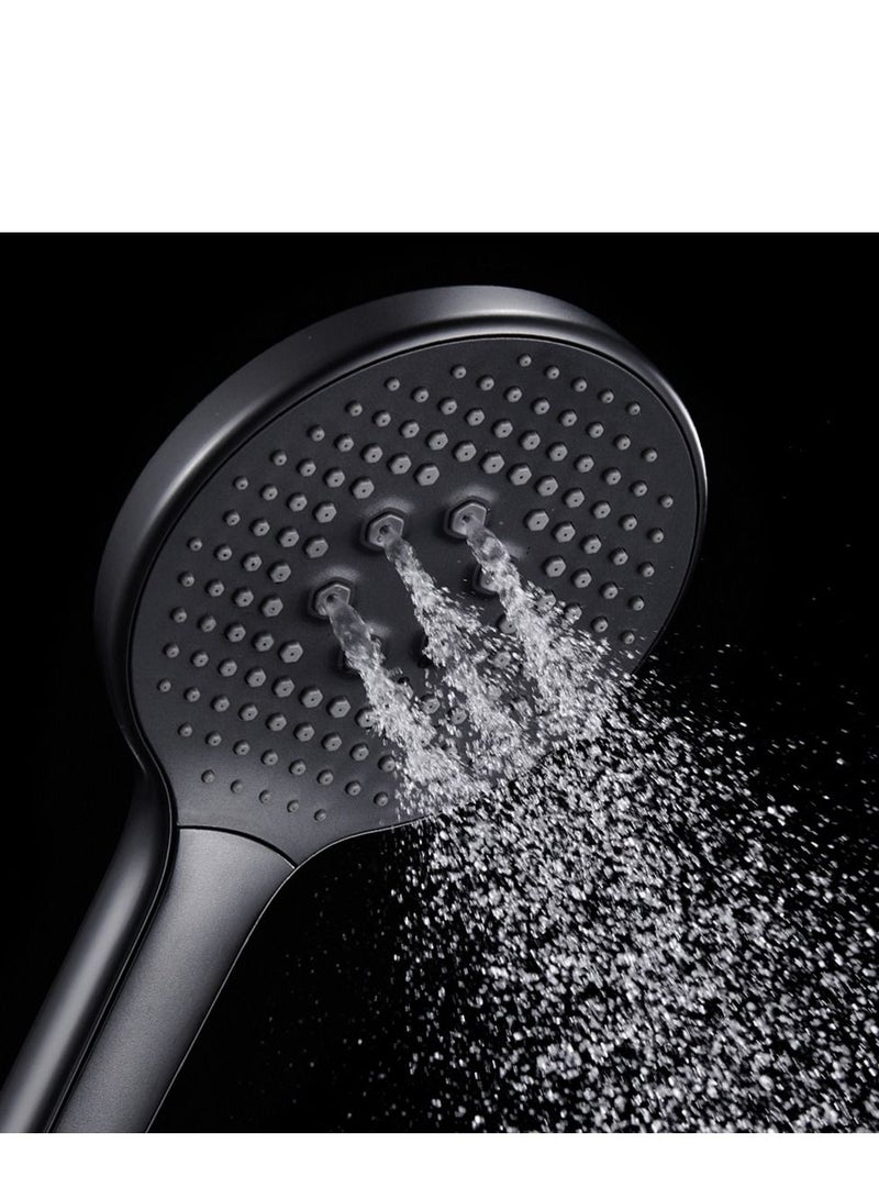 High-Pressure Shower Head with Handheld, 3 Mode Spray Showerhead, 5 Inch Large Face, Black Handheld Head, Adjustable Bracket Holder