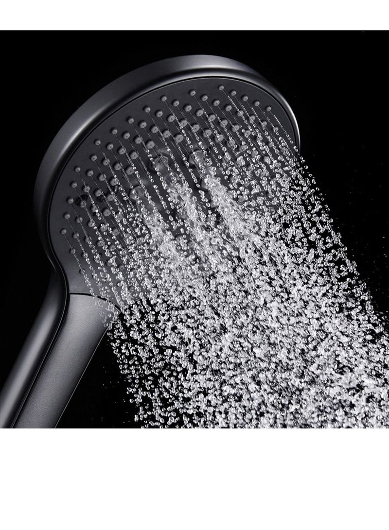 High-Pressure Shower Head with Handheld, 3 Mode Spray Showerhead, 5 Inch Large Face, Black Handheld Head, Adjustable Bracket Holder