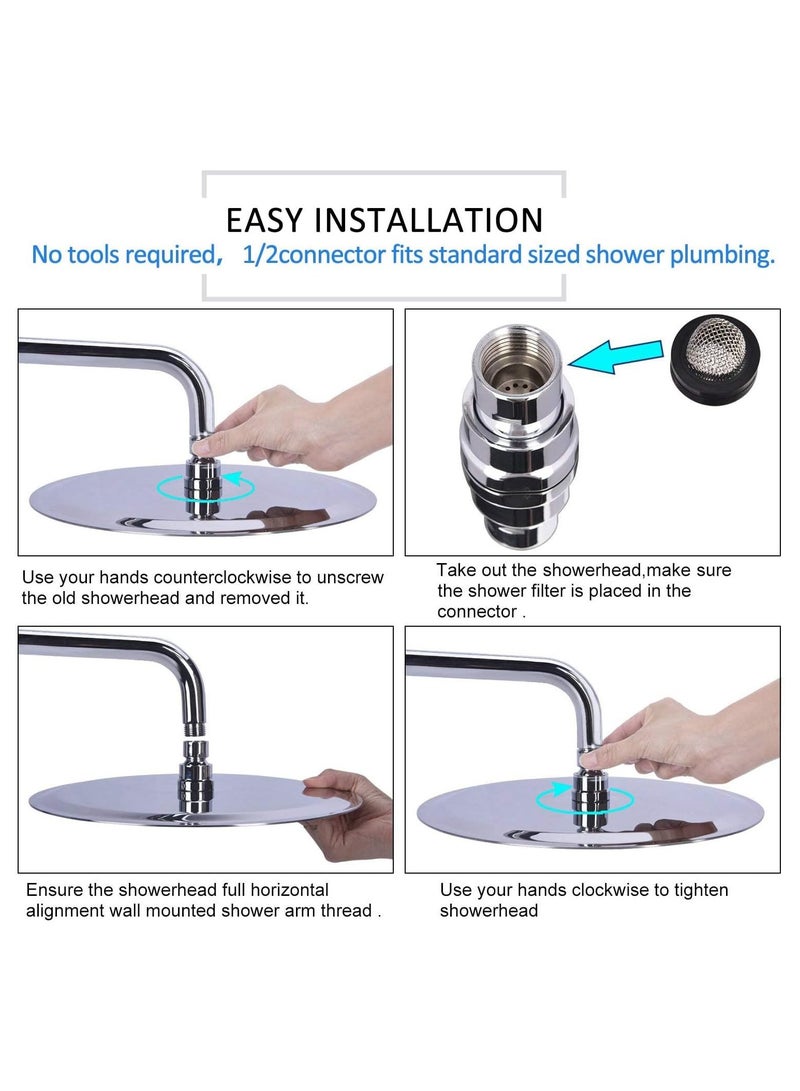 Rain Shower Head, 8 Inch Round High Pressure Showerhead, Ultra-Thin Stainless Steel 304 High Flow Rainfall Shower Head with Shower Arm