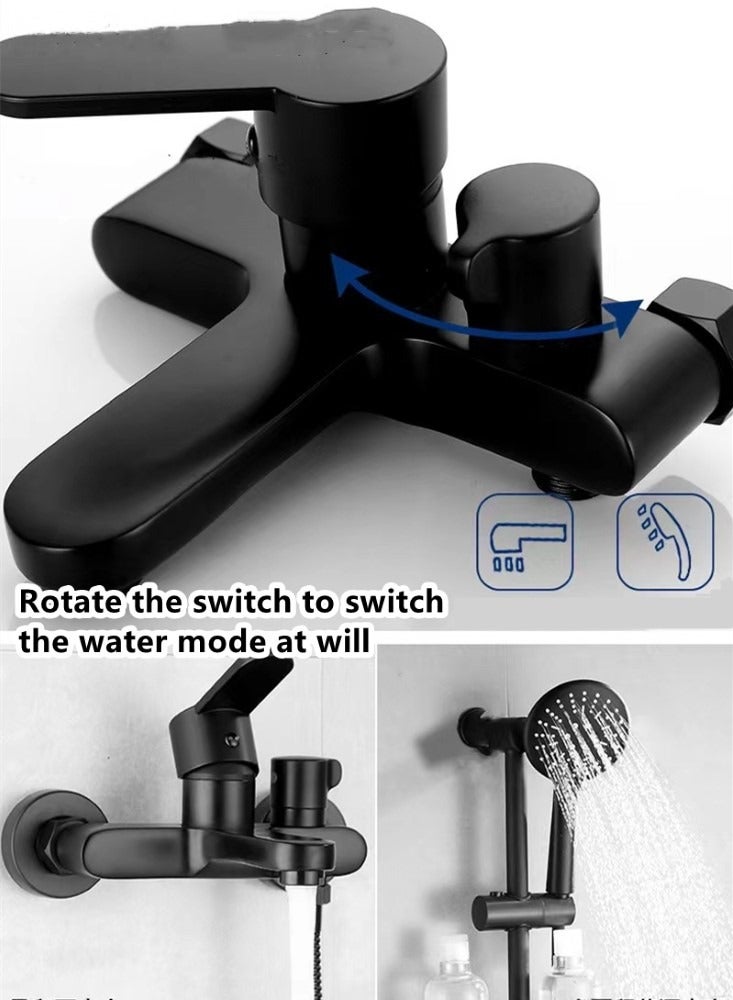 1-Set Bathroom Shower System Shower Faucet Shower Head Set Copper/Stainless Steel Black