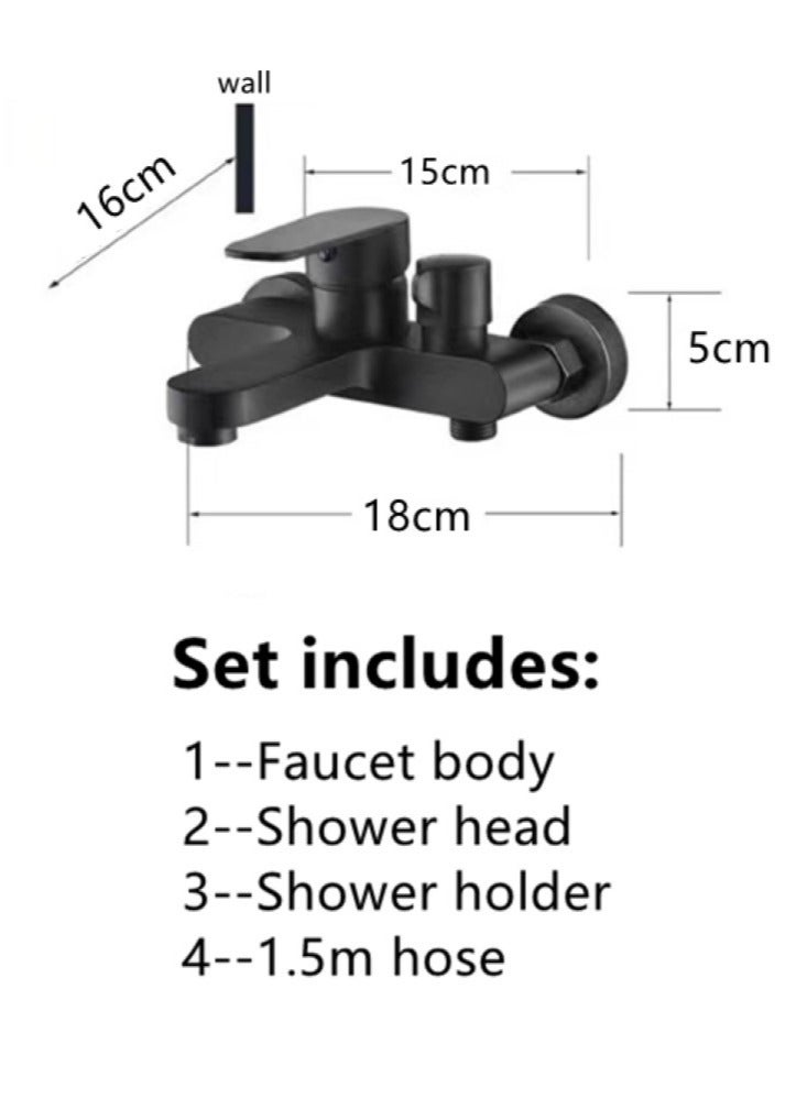 1-Set Bathroom Shower System Shower Faucet Shower Head Set Copper/Stainless Steel Black