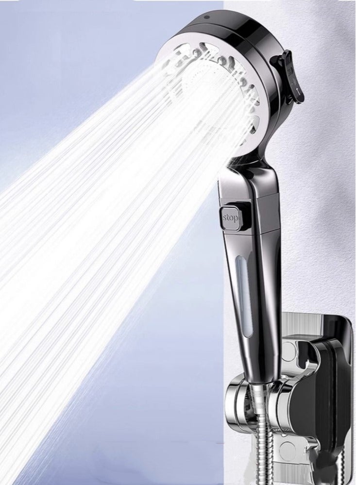 1-Set Bathroom Shower Head Set ABS Grey 26x8 Centimeter