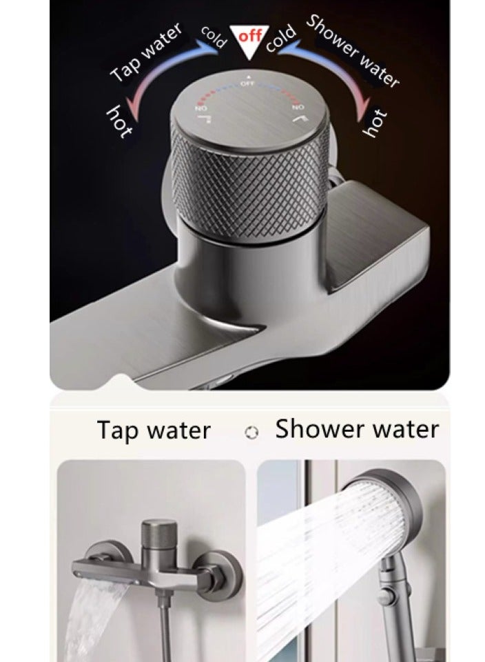 1-Set Bathroom Hot And Cold Faucet Set Shower Head Set Grey