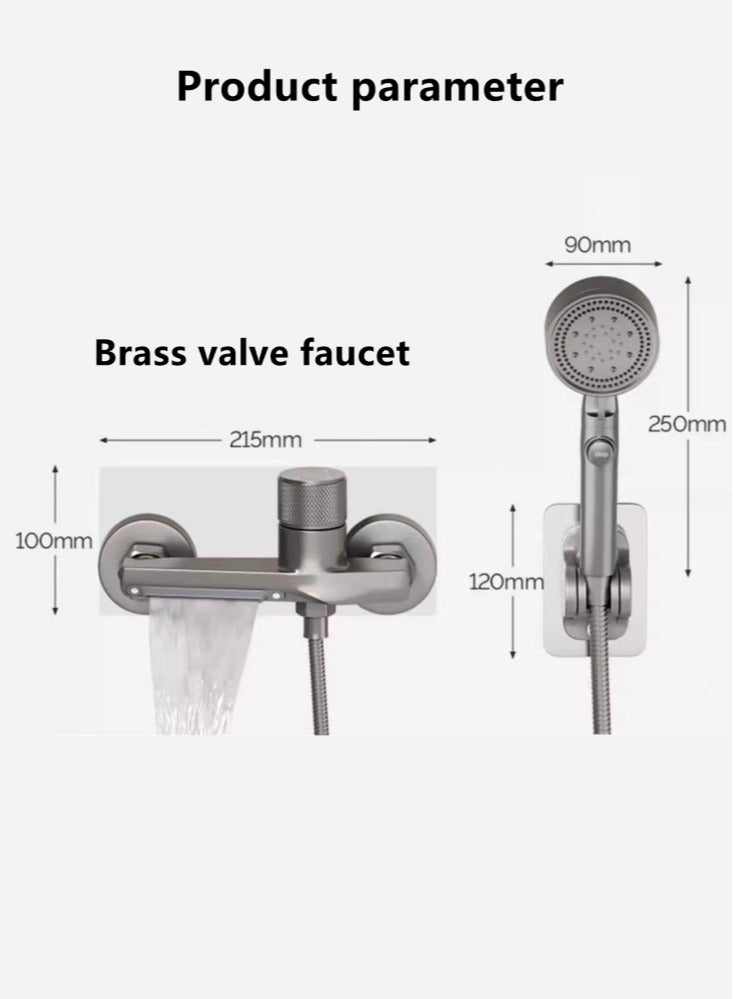 1-Set Bathroom Hot And Cold Faucet Set Shower Head Set Grey