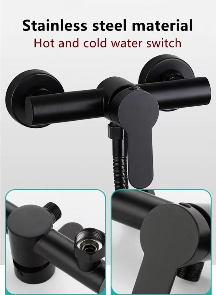 1-Set Bathroom Shower System Shower Faucet Shower Head Set Stainless Steel Black