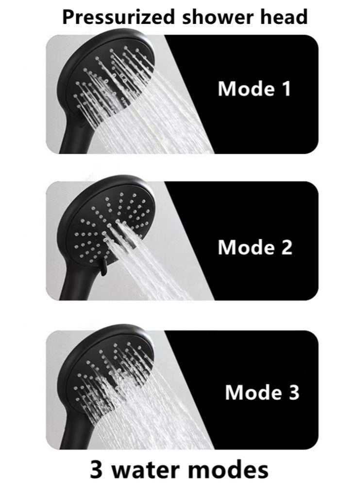 1-Set Bathroom Shower System Shower Faucet Shower Head Set Stainless Steel Black