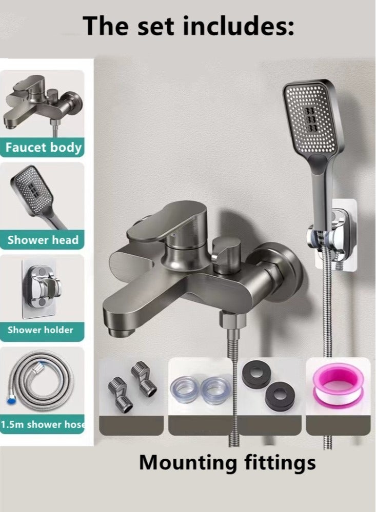 1-Set Bathroom Shower Head Set Shower Faucet Set Gun Grey