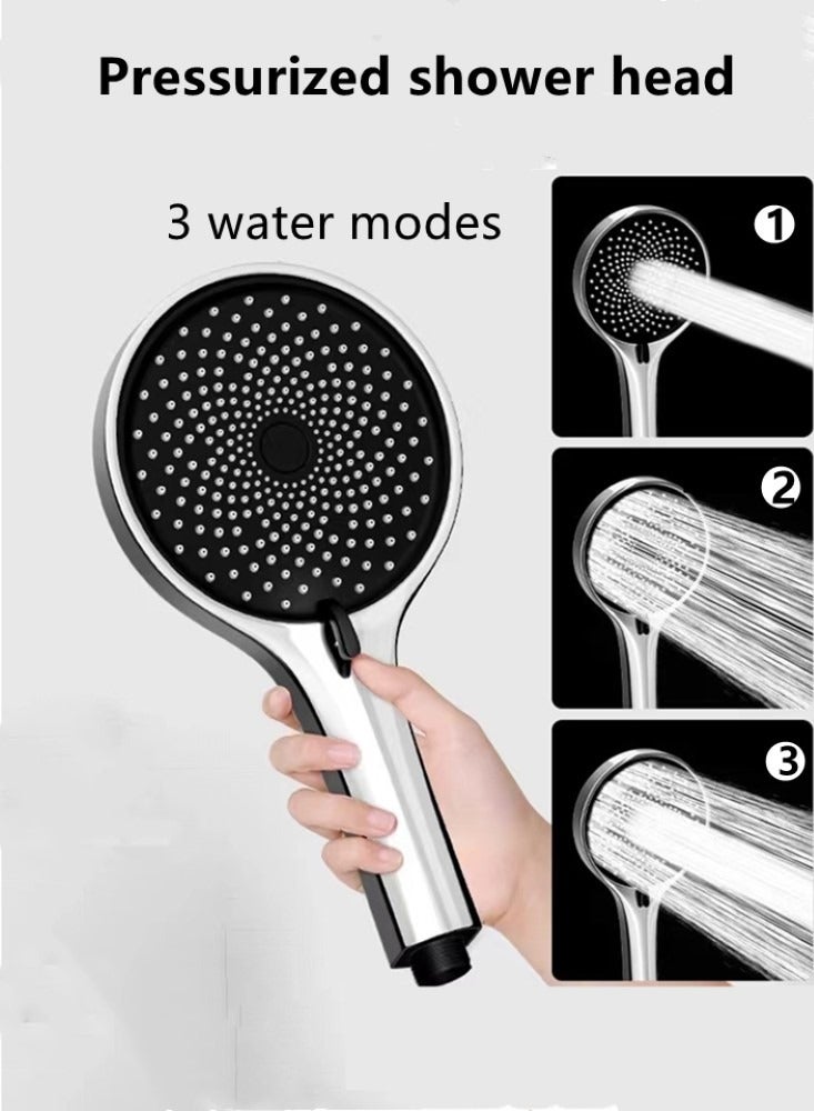 1-Set Bathroom Shower Head Set Shower Faucet Set Silver