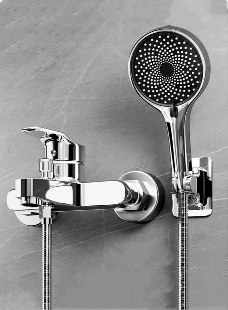 1-Set Bathroom Shower Head Set Shower Faucet Set Silver