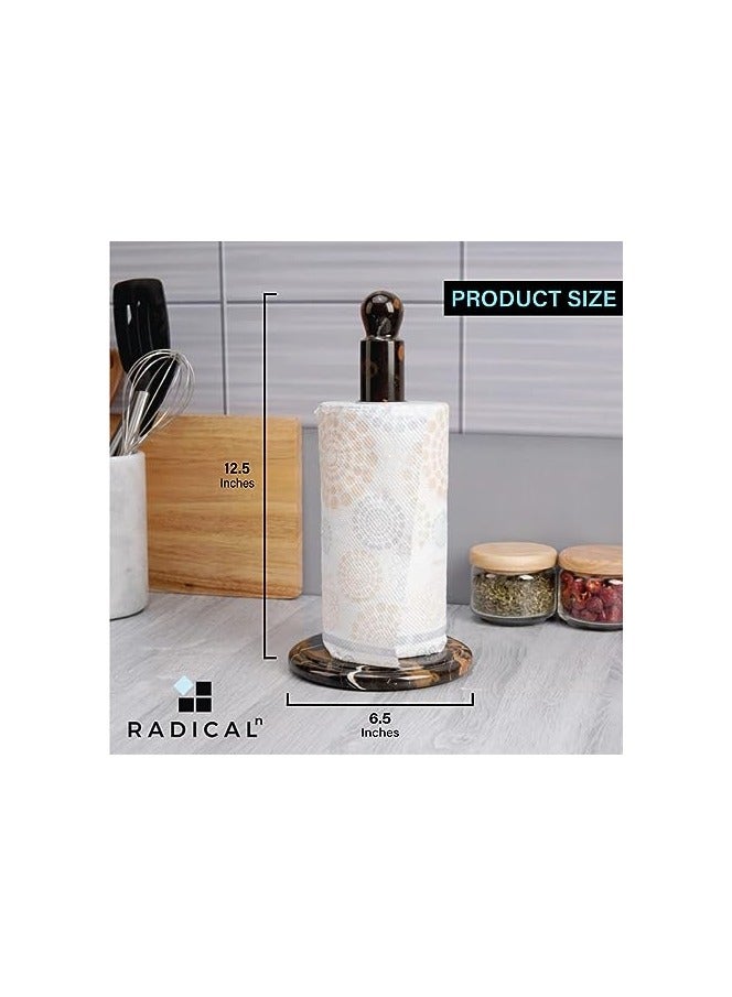 RADICALn Paper Towel Holder Black and Brown Handmade Marble Kitchen Towels Rack Roll Stand Wrapping